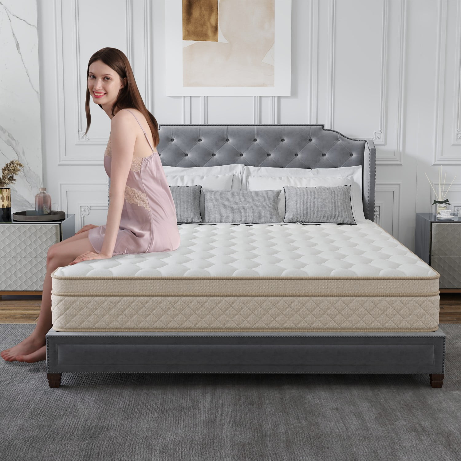 AMENDPATURE 12-inch Queen Size Hybrid Mattress in a Box: Gel-Infused Memory Foam + Pocket Spring Hybrid (Adult Use)