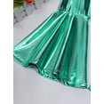 thumbnail image 7 of Linjinx Kids Girls Boys Shiny Metallic Ruffle Flared Bell Bottoms Pants Performance Yoga Dance Lake Green 12, 7 of 7