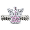 thumbnail image 2 of Bling Jewelry Womens Princess Queen Crown Pink Fuchsia Crystal Bead Charm for European Bracelet, 2 of 3