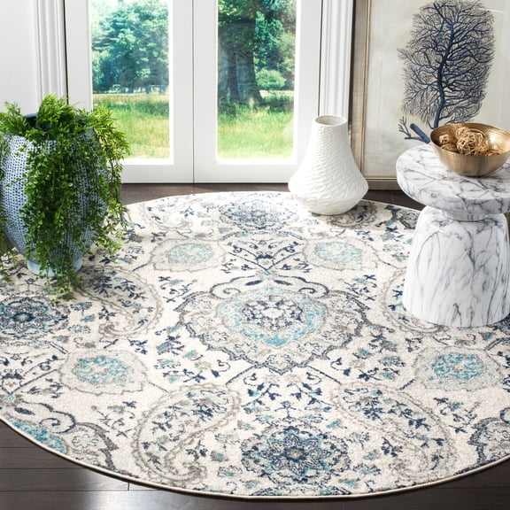 Safavieh Madison Hope Floral Area Rug, Cream/Light Gray, 6'7" x 6'7" Round