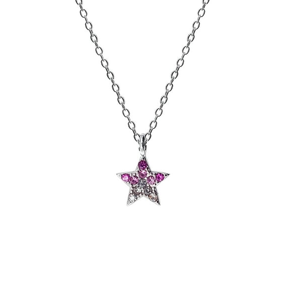 Luxury Designs Sterling Silver Girls' Clear & Pink CZ Star Pendant