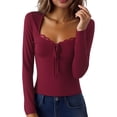 thumbnail image 4 of JAJAHO Womens Long Sleeve Shirts Lace Trim Square Neckline Slim Fit Top 2026 Fall Y2K Basic Tee Lightweight Stylish Tops, 4 of 9