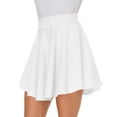 thumbnail image 5 of Women Casual Mini Stretch Waist Flared Plain Pleated Skater Skirt (Medium, Black), 5 of 8