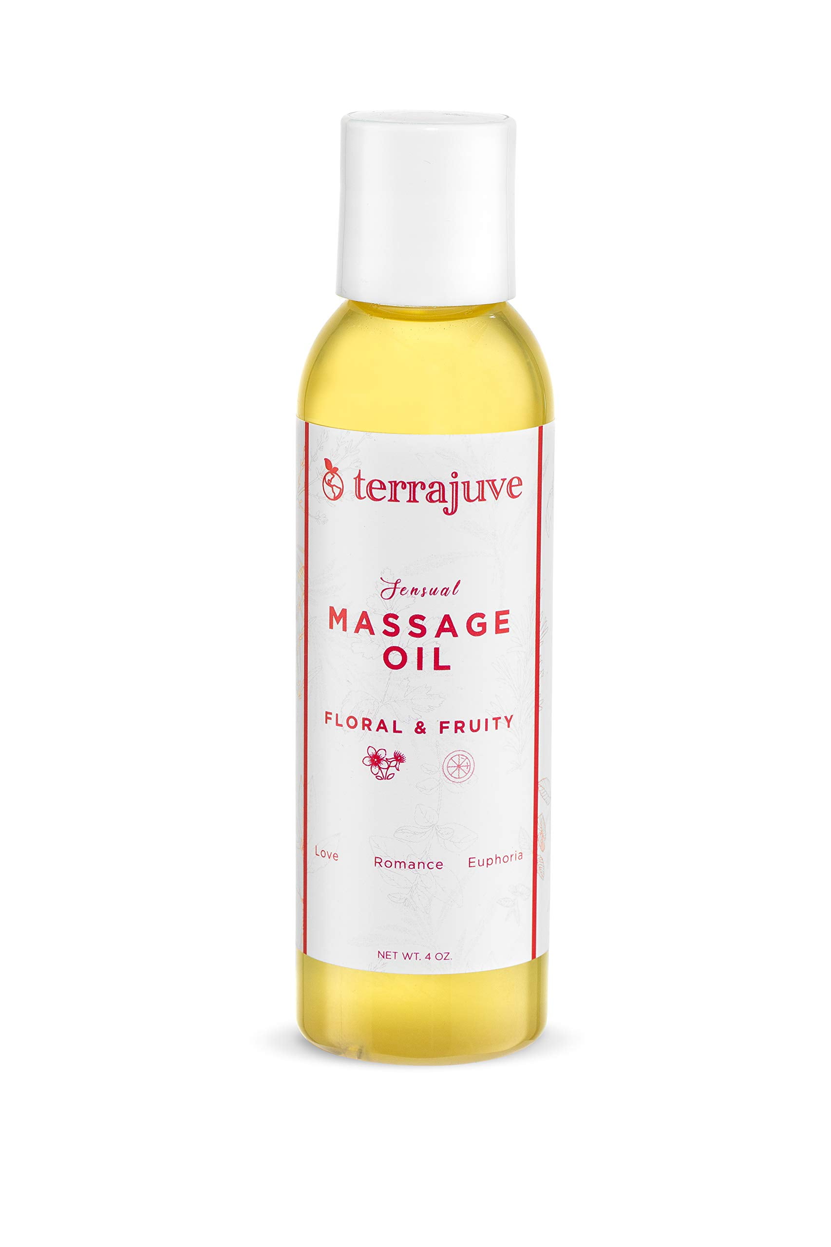 Terrajuve 3 Pack Aromatherapy Eucalyptus and Spearmint, Floral and Fruity, & Lavender and Mint Massage Oils Set Wrapped in Organza Bag, Pure, Organic, All Natural, Made in USA 4 Oz Each