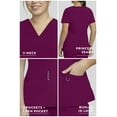 thumbnail image 3 of Stat Medical Wear Women’s Scrubs Set - 2 Pocket V-Neck Scrub Top with 5 Pocket Joggers Pant Set 100210 (Size S, Color Wine ), 3 of 7