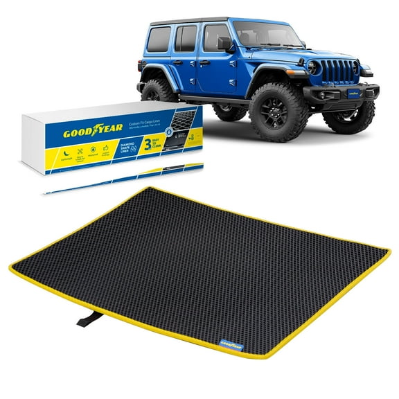Goodyear Custom Fit Cargo Mat Liner for Jeep Wrangler 2019-2025 - Heavy Duty Trunk Liner, Diamond Shape, Luggage with Waterproof, Liquid & Dirt Trapping Technology - Anti-Slip Cargo Liner-GY004562
