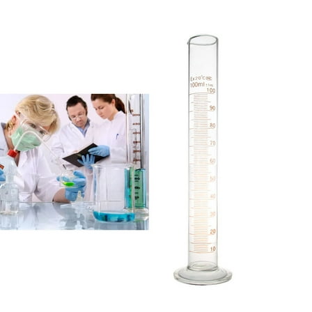 100 mL Glass Graduated Cylinder Measuring Single Metric Scale for Chemistry Lab Home