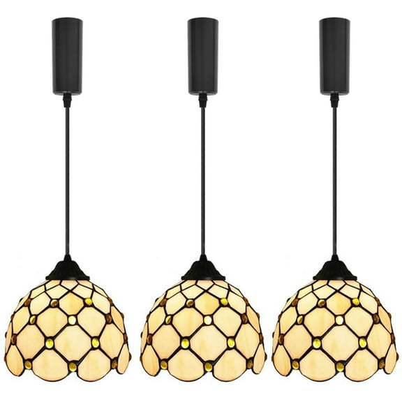 Kiven H Track Pendant Lightning,Adjustable Cord Length,Tiffany Style H Track Lighting Pendant Lights, 3 Lights