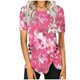 thumbnail image 1 of Blusas de Manga Corta para las Mujeres Botón Impreso Cuello Redondo Top Casual, Blusas para las Mujeres Casual, 1 of 5