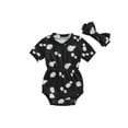 thumbnail image 1 of EYIIYE Toddler Little Girl 2 Piece Summer Set 0 3M 6M 9M 12M 18M Infant Baby One-piece Rompers Round Neck Jumpsuits Daisy Print Ribbed Short Sleeve Bods Fashion Casual Cute Outfits for Daily, 1 of 7