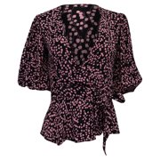 Ganni Wrap Blouse in Floral Print Viscose