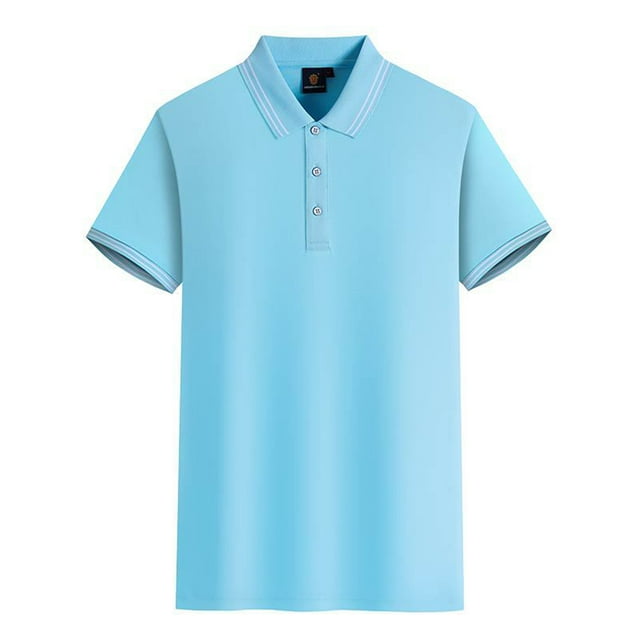 MAWCLOS Polo T-Shirt Garçon Coupe Ajustée Hauts Homme Manches Courtes Décontracté Bureau Haut Bleu G