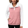 thumbnail image 5 of Women Color Block Textured Sweatshirt, Quarter Button Up Collared Long Sleeve Tops, Fall Basic Casual Golf Pullover Shirts S-3XL, 5 of 7