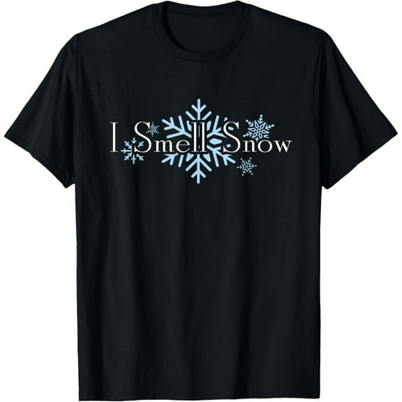 I Smell Snow Winter Christmas Holiday Snowflake T-ShirtMen's and women's gift, black and white T-shirt, size: Extra large S-4XL
