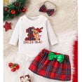 thumbnail image 2 of DHFJKG Suits Cute Baby Girl Fall Winter Outfit Long Sleeve Christmas Romper Plaid Bow Dress Set Headband 3 Piece Clothes O-Neck Cute Outfit, 2 of 9