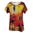 thumbnail image 3 of Pntutb Moda Mujer tops Verano Cuello en V Estampado Manga Corta Camiseta Casual Blusa Suelta Pntutb Pntutb-3346, 3 of 4