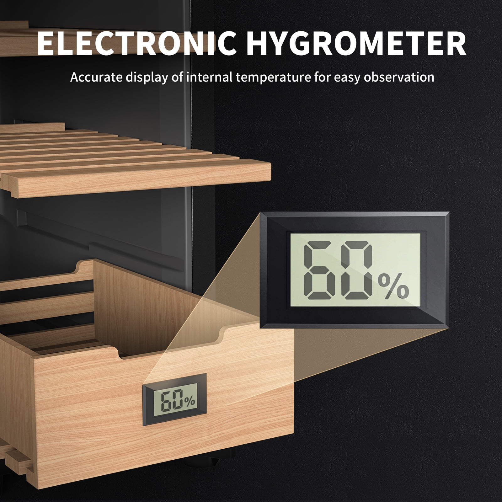 NEEDONE 23L Cooler Humidor, Electronic Cigar Cabinet with optics-Temp Heating (150 Capacity) with Spanish Cedar Wood Shelves & Drawer with Hygrometer, Upgraded Version