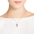 thumbnail image 3 of AeraVida Unisex Minimalist Black Onyx Christian Cross Sterling Silver Necklace, 3 of 6