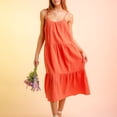 thumbnail image 5 of Gibobby Vestido de Verano para Mujer Vestido de primavera y verano para mujer Vestido de color sólido con empalme de color caramelo(Naranja,XL), 5 of 5
