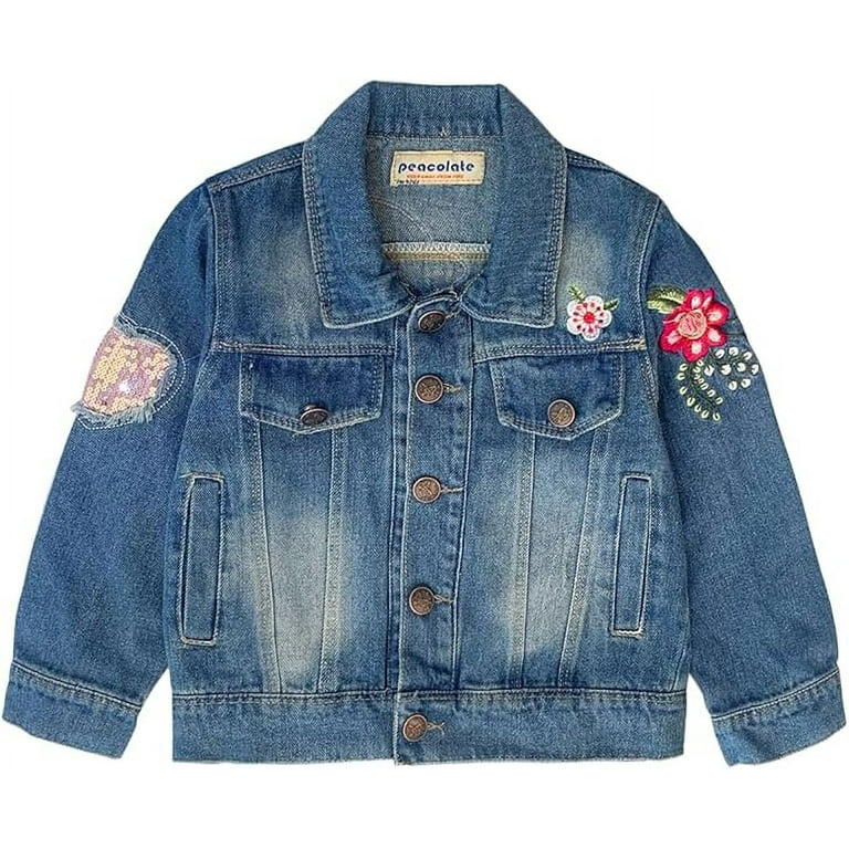 STRETCHY DENIM JACKET WITH EMBROIDERY GIRL, CHILD STRETCHY DENIM JACKET WITH EMBROIDERY GIRL, CHILD