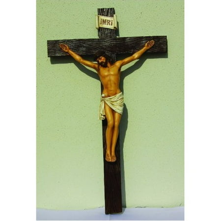 30.25 Inch Jesus on Crucifix Resin Religious Wall Statue Figurine