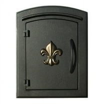 Manchester Security Drop Chute Mailbox with "Decorative Fleur De Lis Logo" Faceplate in Black