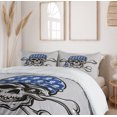 thumbnail image 6 of Ambesonne Skull Duvet Cover Set, Pirate Evil Head Bones, Queen, Blue Grey Black, 6 of 6