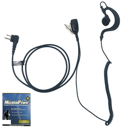 MaximalPower 2 Pin G Shape Earpiece Headset with PTT Mic for Motorola cls1110 cp200 cls1410 cp185 cp200d rdm2070d Walkie Talkie 2 Way Radio