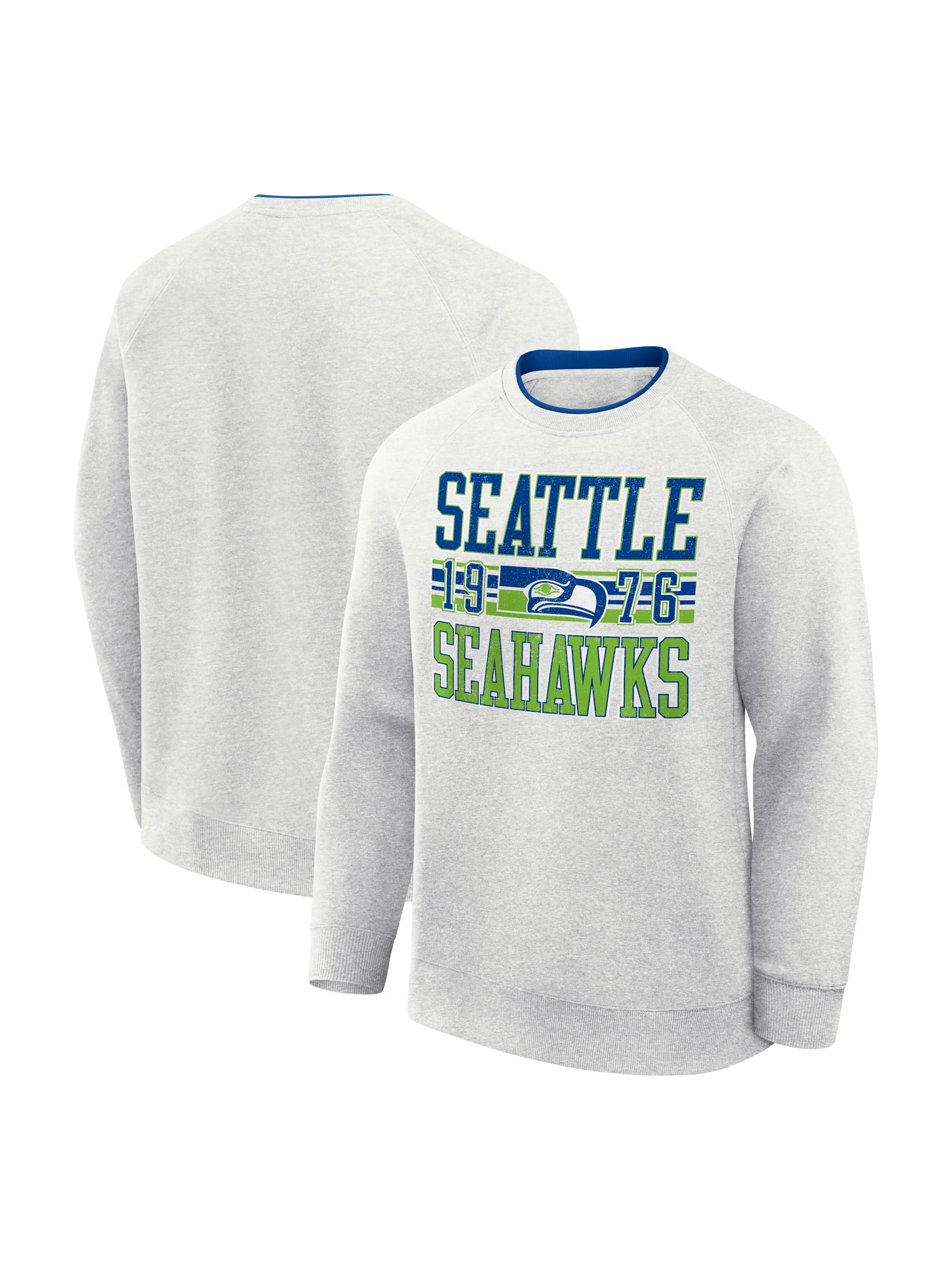 NFL Seattle Seahawks Men's Cotton Gray Heather Long Sleeve Crew Fleece Sweatshirt
