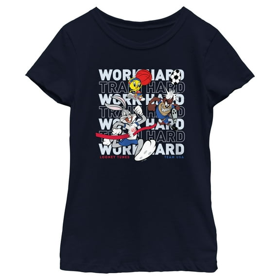 Girl's Looney Tunes Work Hard Crew Graphic T-Shirt