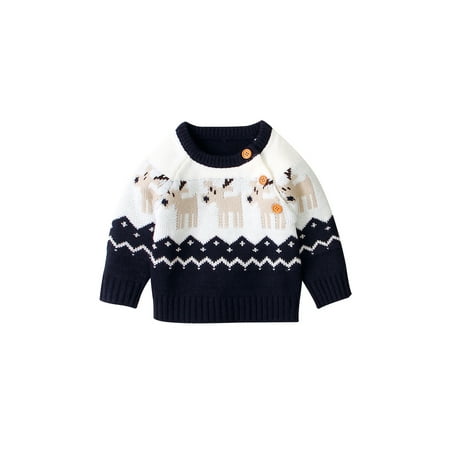 

LisenraIn Newborn Baby Boy Girl Xmas Sweaters Fall Winter Knited Top Outwear
