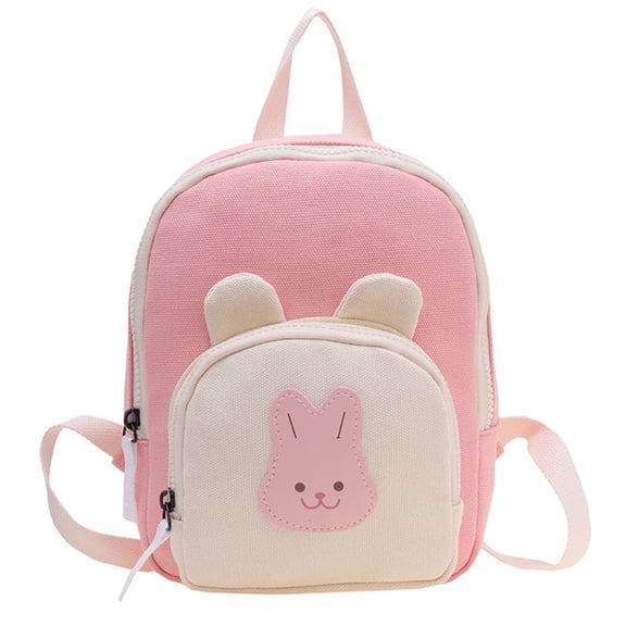 Cute Animal Ear Embroidered Canvas Backpack for Ages 3rd 4th 5th 6th Lightweight Adjustable Straps Waterproof Elementary Back To School Mini Bookbag