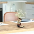 thumbnail image 6 of Mini Cowboy Boot Vase for Flowers – Rustic Western Resin Statue, Decorative Faux Leather Design - Small Vase for Dried Flowers | Stationery Holder Organizer, Office Desk Accent, or Rustic Home Décor, 6 of 8