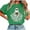 #0234-Green, variant on Halloween T Shirt for Women Short Sleeve Round Neck Ghost Print Loose Blouse Breathable for Summer