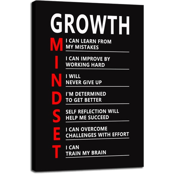 Inspirational Canvas Wall Art Motivational Growth Mindset Poster Inspiring Prints Artwork for Home Living Room Modern Office Wall Decor Painting Pictures Gym Framed Ready to Hang[12''''W X 18''''H]