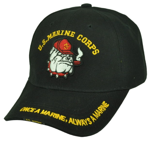 U.S Marines Corps Bulldogs Once a Marine Always a Marine Black Hat Cap ...