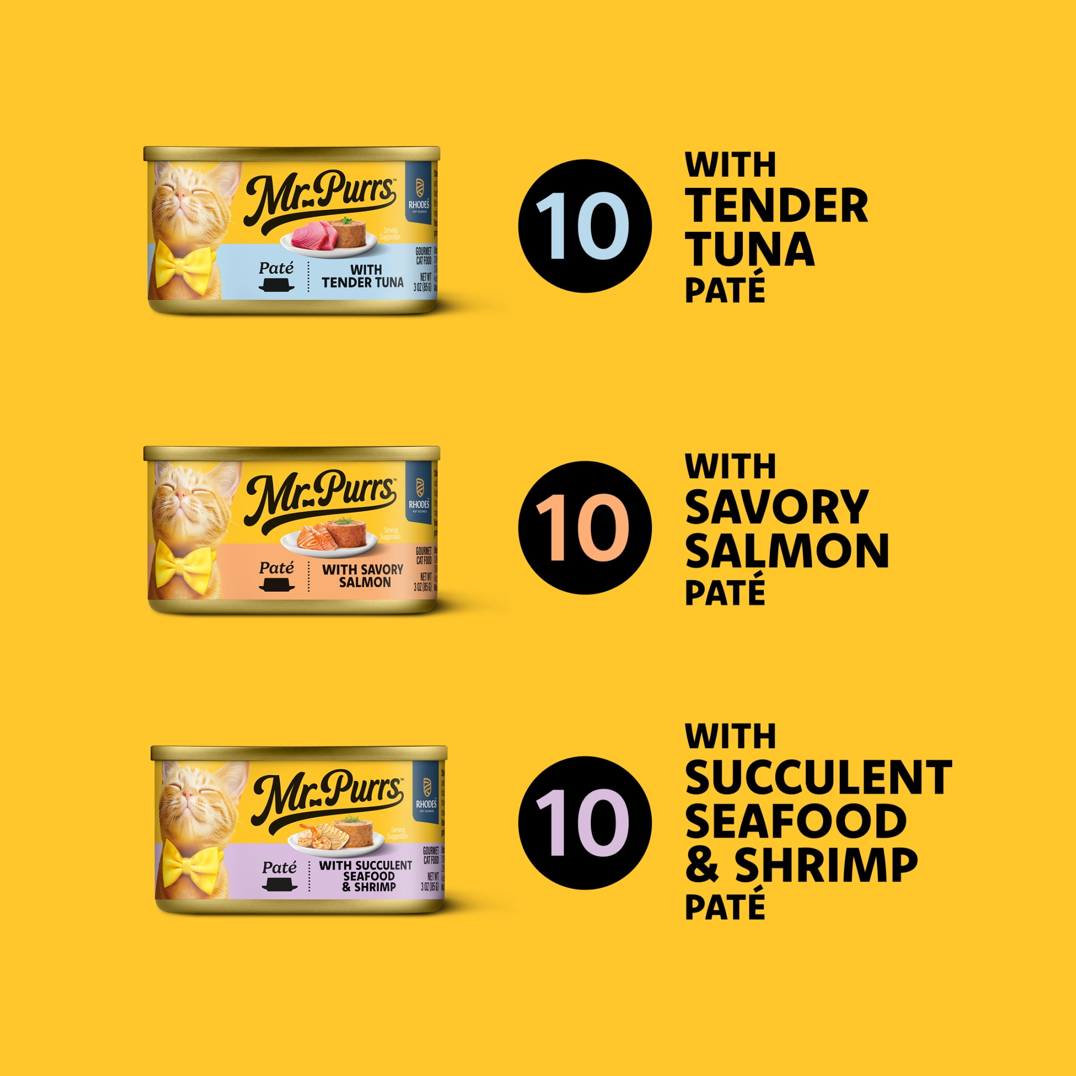 Mr Purrs Seafood Pate Wet Cat Food, 3 oz Can, Pack of 30