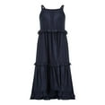 thumbnail image 4 of Femmes Été Robes Lâches Couleur Unie Col Carré Sans Manches Décontracté Robe d'Une Seule Pièce avec Ourlet à Volants pour Dames S / M / L, 4 of 7
