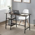 thumbnail image 1 of VECELO Rectangle Computer Gaming Desk Writing Laptop Table with 2-Open Tiers Storage Shelves Home Office Desk Dark Brown, 1 of 7