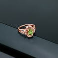 thumbnail image 4 of Gem Stone King 1.79 Ct Oval Green Peridot 18K Rose Gold Plated Silver Women's Split Shank Statement Ring (Size 7), 4 of 4