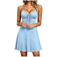 thumbnail image 2 of YHAJDS Womens Nightgown Short Sleeve Soft Sleepshirt V Neck Adjustable Spaghetti Strap Mini Dress, 2 of 6