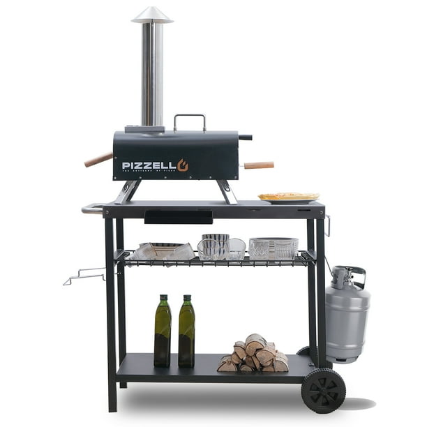 PIZZELLO Grill Cart, Pizza Oven Stand, Outdoor bbq Prep Station with