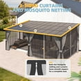 thumbnail image 3 of AECOJOY 20' x 12' Lean to Gazebo with Netting and Curtain Outdoor Hardtop Gazebo Aluminum Metal Pergola ​For Garden, Patio, Backyard-​Dark ​Gray, 3 of 8