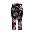 thumbnail image 4 of Royisotas Leggings Women Pants Casual Summer High Waist Independence Day Capris Pants Elastic Bottom Slim-Leg Women's Plus Size Capris, 4 of 5