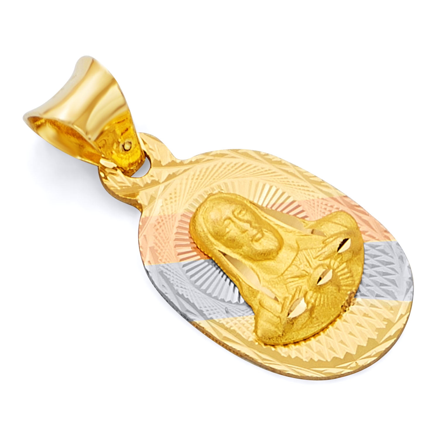 Chain Yellow Gold 14k Fine Necklaces & Pendants Wellingsale 14K Solid Tri Color Gold 1.7mm Mirror 10k Gold Necklace