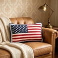 thumbnail image 5 of Lumbar Pillow, 15x9in Patriotic Flag Knitted Cushion with Velvet Back, Polyester Decorative Throw Pillow, Stylish Accent for Sofa, Couch & Home Daily Decor Use, 5 of 9