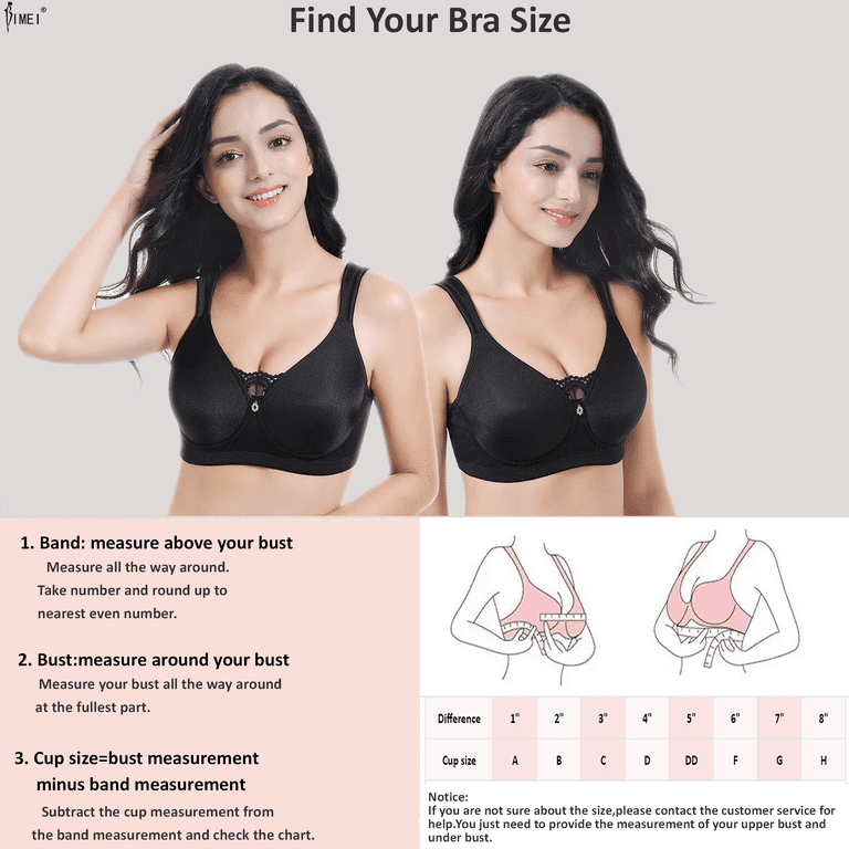 BIMEI Women's Mastectomy Bra Pockets Wireless Post-Surgery Invisible  Pockets for Breast Forms Everyday Bra Plus Size Bra 9818,Black, 38D