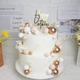 thumbnail image 3 of Khaki Balls Cake Topper Boho Grass Cake topper Khaki White Gold Pearl Balls Happy Birthday Cake Decorations for Wedding Baby Shower Birthday Boho Themed Party Supplies, 3 of 6