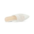 thumbnail image 4 of BLISSFUL STEP Women's Sandals Stiletto Heels Pointed Toe Lace Slide Mules White 7.5, 4 of 7