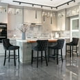 thumbnail image 2 of Velvet Bar Stools Set of 2 - Tufted Bar Chairs for Counter and Bar Height, 27" in Barstool Set, Kitchen Stools for Island, Wood Frame, Upholstered (Black, Set of 2), 2 of 11